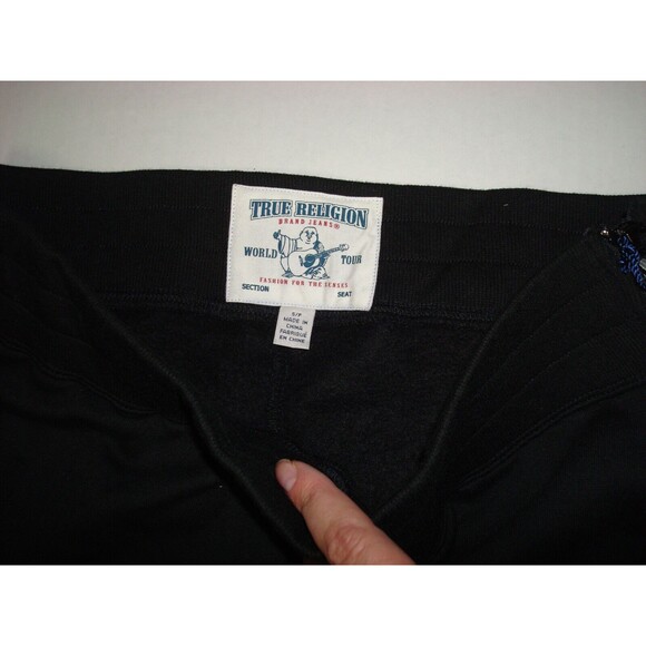 New Womens Designer True Religion Sweat Pants Jogger NWT Logo Black S Crystals - Picture 3 of 6